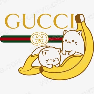 Gucci Banana Two Cat Svg - Gucci Logos Svg